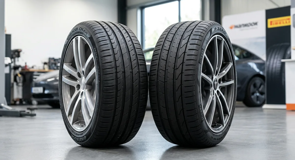 So sánh lốp EV cao cấp Hankook iON evo và Pirelli Elect trên xe điện hiện đại