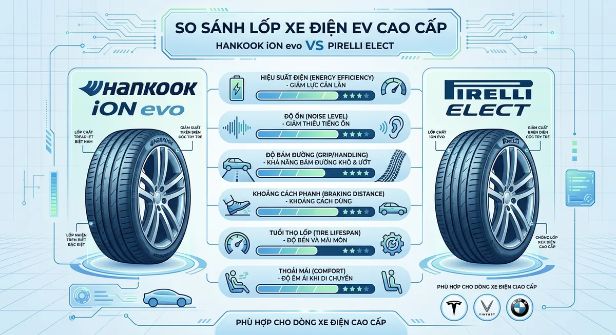 Cận cảnh rãnh gai và công nghệ tiêu âm trên lốp Hankook iON evo