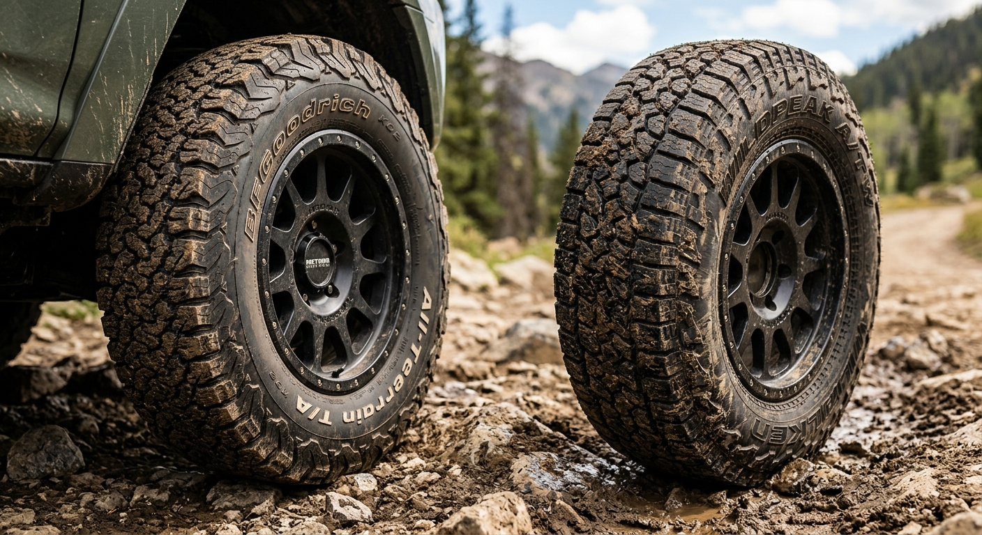 So sánh ngoại hình lốp BFGoodrich KO2 và Falken Wildpeak AT3W trên xe bán tải
