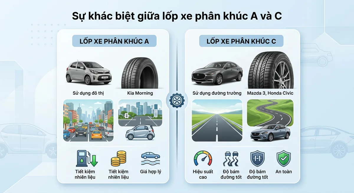 Cấu trúc rãnh lốp giúp giảm tiếng ồn ở phân khúc A