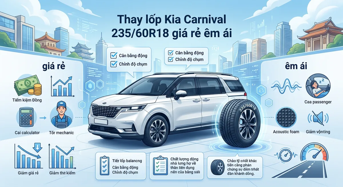 Các mẫu lốp 235/60R18 phổ biến cho Kia Carnival