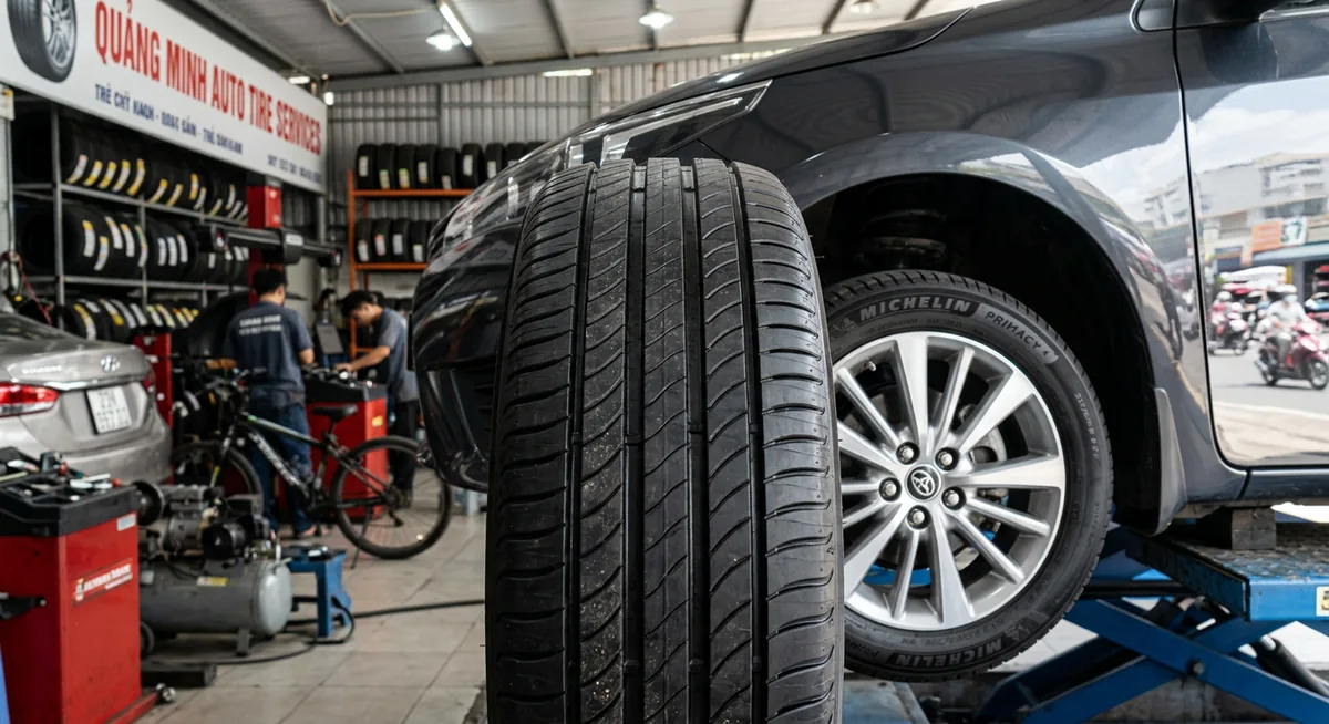 Máy cân chỉnh thước lái hiện đại tại trung tâm thay lốp ô tô ở tphcm