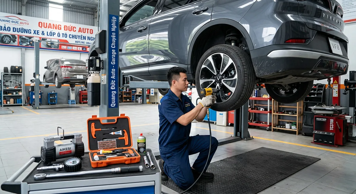 Phụ kiện an toàn khi dừng xe vá lốp <a href=