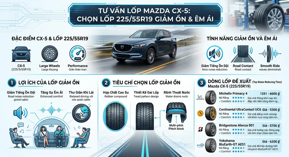 So sánh gai lốp Michelin và Continental giảm ồn