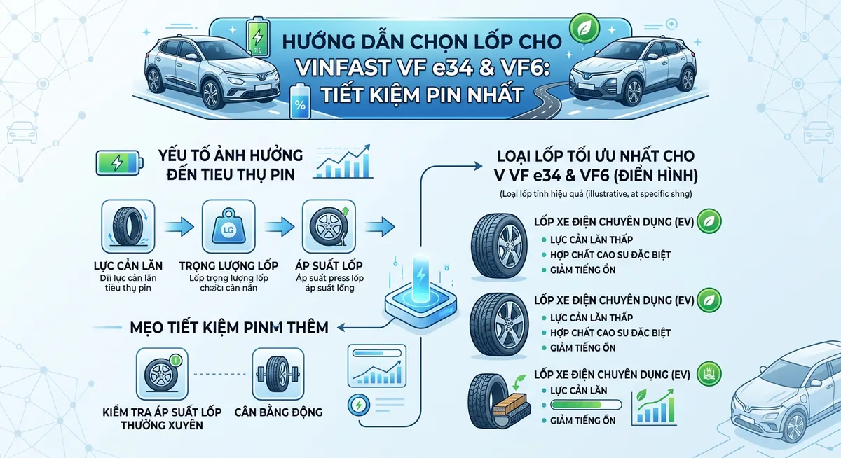 Lốp Michelin e.Primacy và Continental eContact cho xe điện VinFast