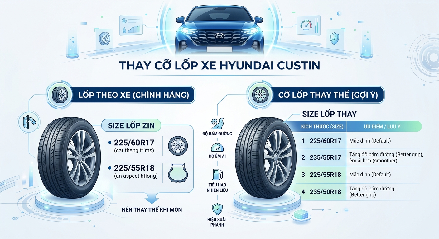Các thương hiệu lốp xe tốt nhất cho Hyundai Custin