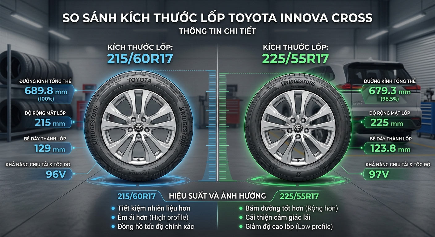 lốp xe Toyota Innova Cross nên chọn loại nào
